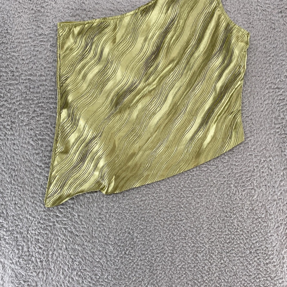 Dolan Anthropologie Top Womens Large One Shoulder Asymmetrical Silky Wavy Green - Picture 11 of 13